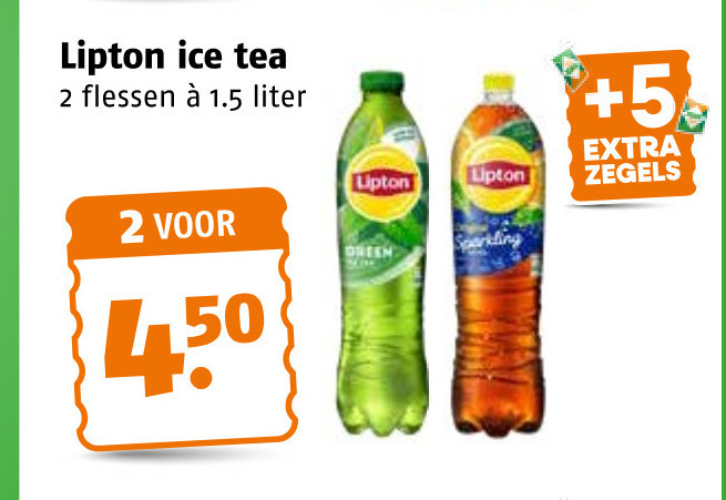 lipton ice tea 2 flessen liter 5 zegels sparkling folder aanbieding bij Poiesz Lipton ice tea folder aanbieding bij Poiesz - details