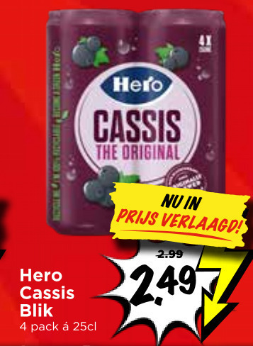 hero frisdrank 4 cassis original verlaagd blik pack folder aanbieding bij Vomar Hero frisdrank folder aanbieding bij Vomar - details