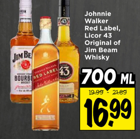 jim beam johnnie walker licor 43 likeur whisky 700 be wa label red original ml folder aanbieding bij Vomar Johnnie Walker likeur, whisky folder aanbieding bij Vomar - details