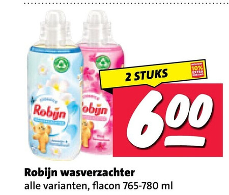robijn wasverzachter 2 600 robin stuks flacon ml folder aanbieding bij Nettorama Robijn wasverzachter folder aanbieding bij Nettorama - details