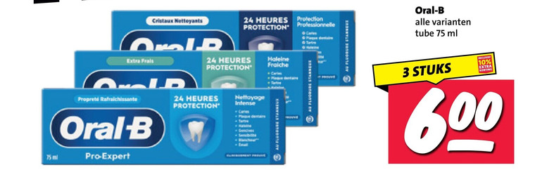 oral-b tandpasta 3 10 24 600 propretee frais oral b pro expert heures protection tube ml intense haleine fraiche stuks folder aanbieding bij Nettorama Oral-B tandpasta folder aanbieding bij Nettorama - details