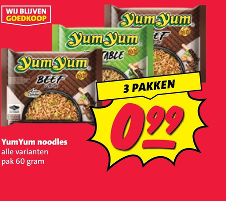 yum noodles 3 60 beef yumyum pak pakken folder aanbieding bij Nettorama Yum Yum noodles folder aanbieding bij Nettorama - details