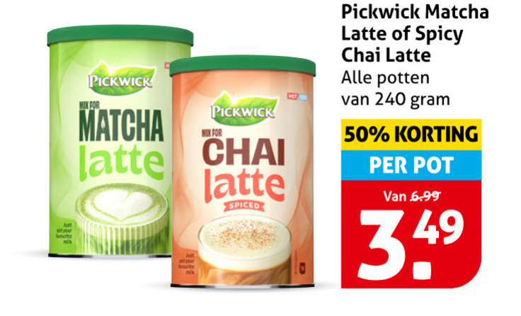 pickwick thee 50 240 mix for latte chai spiced spicy potten pot just folder aanbieding bij Hoogvliet Pickwick thee folder aanbieding bij Hoogvliet - details