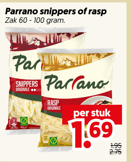 parrano geraspte kaas snippers rasp zak originale parlano stuk folder aanbieding bij Dekamarkt Parrano geraspte kaas folder aanbieding bij Dekamarkt - details