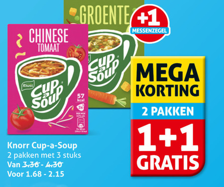cup a soup soep 1 2 3 200 knorr chinese tomaat groente mok 11 12 pakken stuks messenzegel mega folder aanbieding bij Hoogvliet Cup a Soup soep folder aanbieding bij Hoogvliet - details