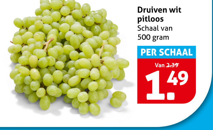 druiven 500 wit pitloos schaal folder aanbieding bij Hoogvliet