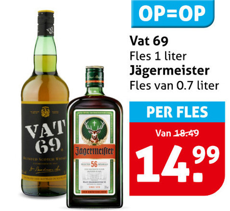 Jagermeister   whisky, kruidenbitter folder aanbieding bij  Hoogvliet - details