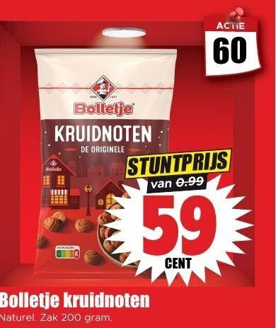 bolletje kruidnoten 60 200 originele naturel zak cent folder aanbieding bij Dirk Bolletje kruidnoten folder aanbieding bij Dirk - details
