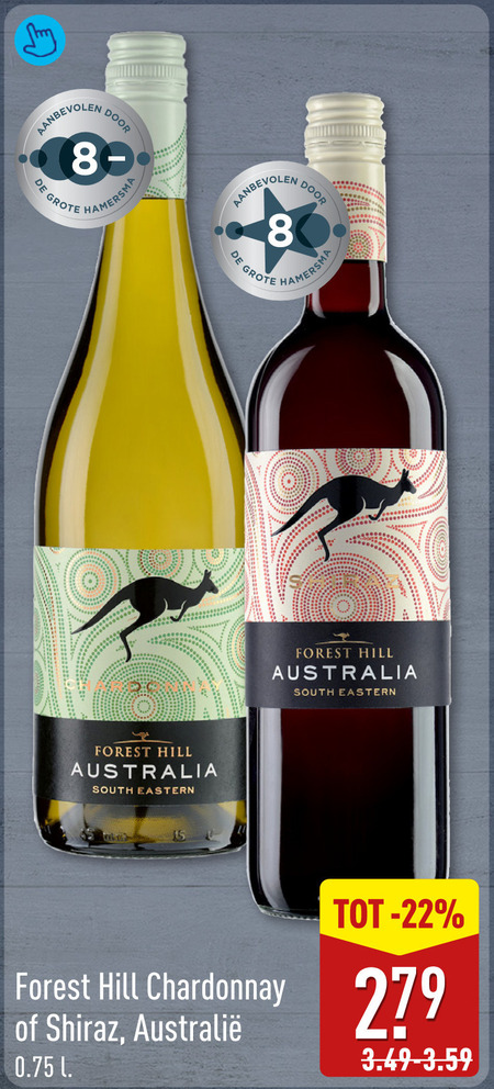 rode wijn witte 8 279 hamersma forest hill australia south eastern chardonnay shiraz l folder aanbieding bij Aldi