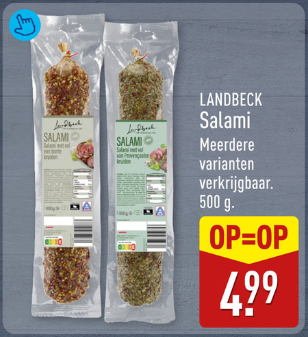 salami 500 vel bonte kruiden 800g meerdere folder aanbieding bij Aldi