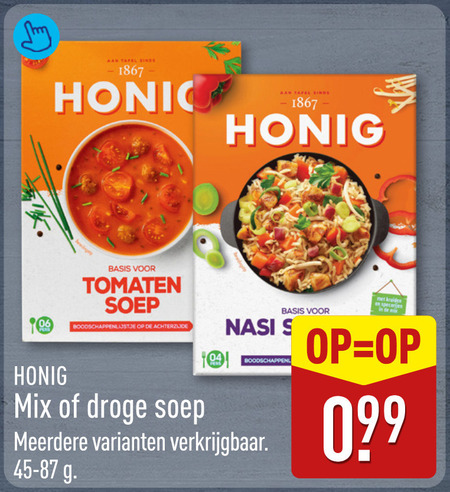 honig maaltijdmix soep 1867 tafel 06 basis tomaten boodschappenlijstje achterzijde mix droge nasi meerdere kruiden folder aanbieding bij Aldi Honig maaltijdmix, soep folder aanbieding bij Aldi - details