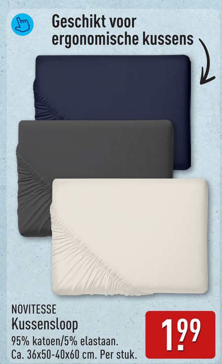 kussensloop 5 ergonomische kussens novitesse katoen elastaan ca. cm stuk folder aanbieding bij Aldi