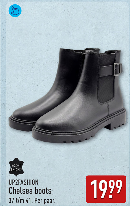 dameslaarsjes leder chelsea boots paar folder aanbieding bij Aldi