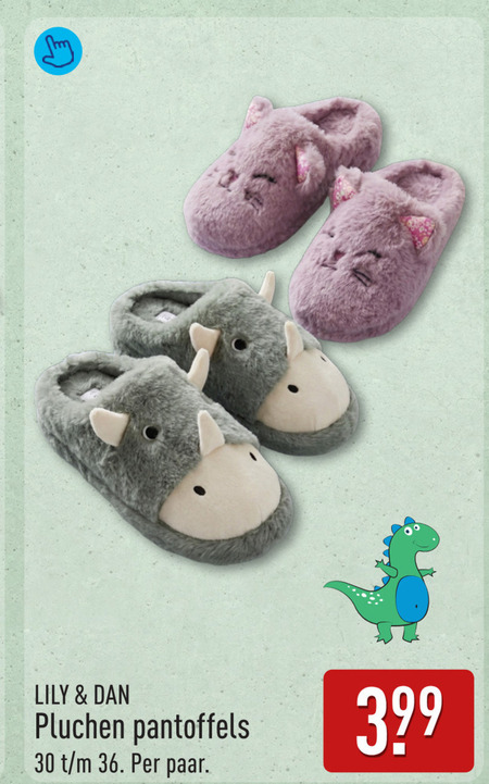 meisjes pantoffels 30 lily pluchen paar folder aanbieding bij Aldi