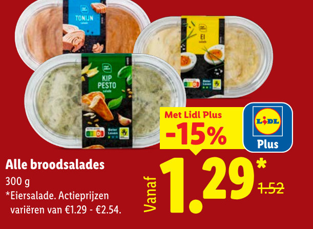 salade 300 tonijn kip pesto broodsalades eiersalade varieeren folder aanbieding bij Lidl