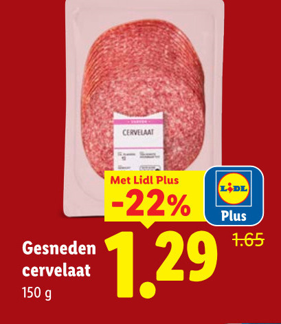 cervelaatworst 150 cervelaat gesneden folder aanbieding bij Lidl