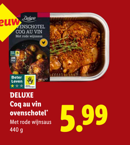 kipovenschotel coq vin rode wijnsaus beter leven ge ovenschotel 5.99 folder aanbieding bij Lidl