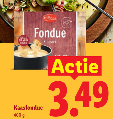 kaasfondue 400 dip brood milbona fondue klassiek folder aanbieding bij Lidl