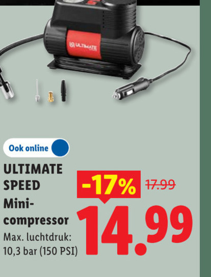 Ultimate Speed   draagbare compressorset folder aanbieding bij  Lidl - details