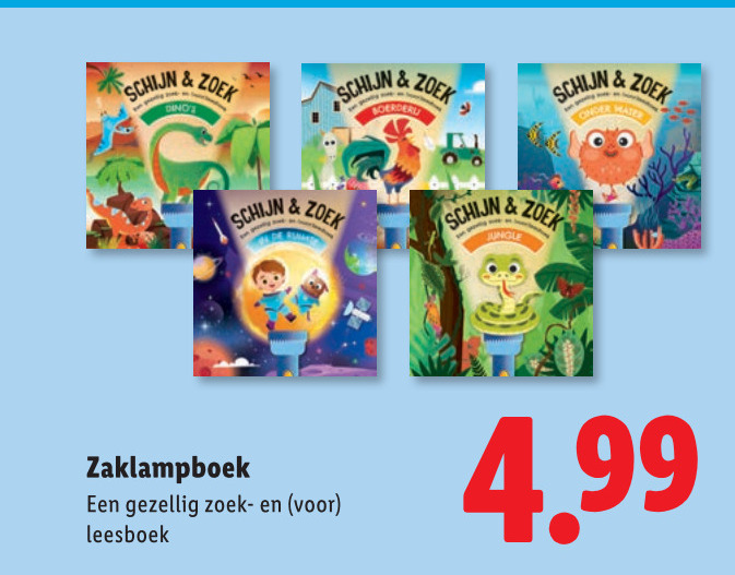 kinderboeken schijn zoek jungle leesboek folder aanbieding bij Lidl