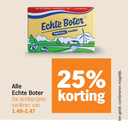 roomboter 25 butter beurre boter ongezouten unsalted varieeren combineren folder aanbieding bij Albert Heijn