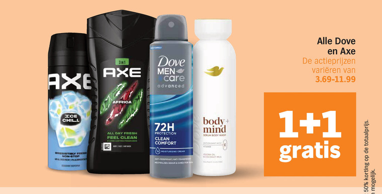 axe dove deodorant douchegel 1 50 ice chill fresh stop africa men care advanced varieeren all day feel clean 72h protection comfort moisturising cream and anti cares body mind serum wash oil coconut milk folder aanbieding bij Albert Heijn Dove deodorant, douchegel folder aanbieding bij Albert Heijn - details