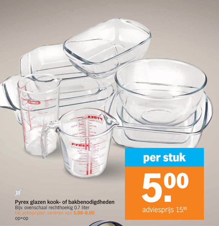 ovenschaal 12 300 400 pyrex 3 1 4 at 00 litre glazen kook rechthoekig liter varieeren stuk 50 folder aanbieding bij Albert Heijn