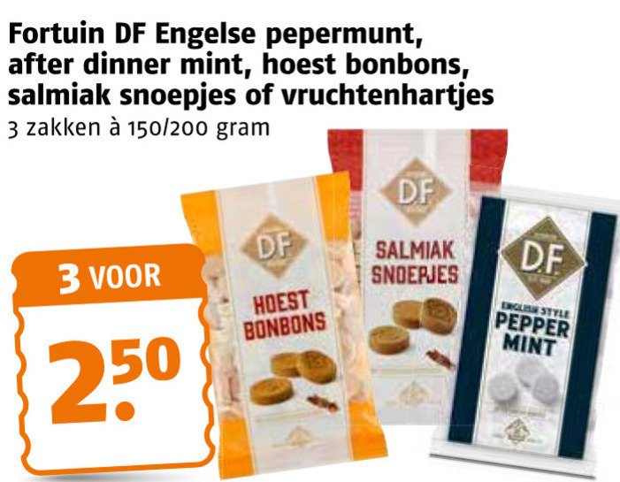 pepermunt 3 250 fortuin engelse after dinner mint hoest bonbons salmiak snoepjes vruchtenhartjes zakken 150 200 english style pepper folder aanbieding bij Poiesz