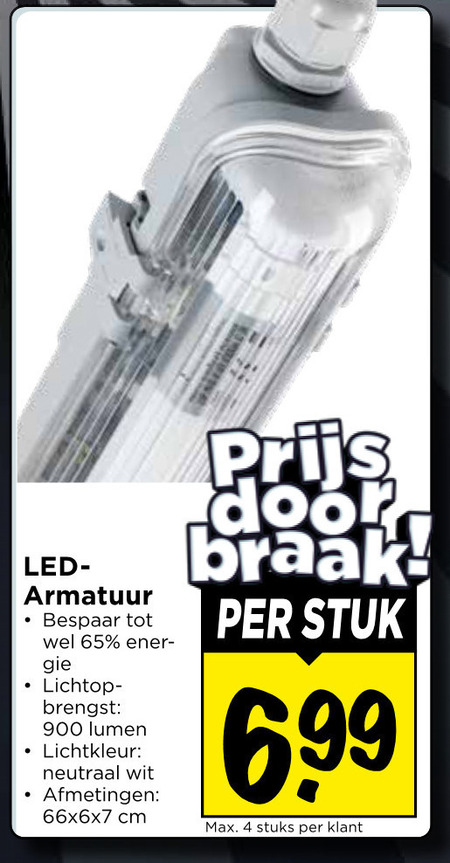 tl-armatuur 4 65 led armatuur bespaar energieverbruik wateropbrengst lumen lichtkleur neutraal wit cm stuk 6 99 stuks folder aanbieding bij Vomar