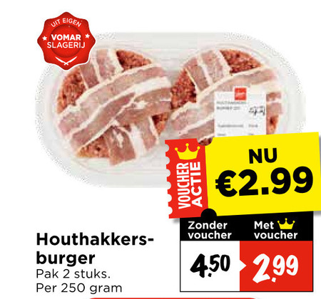 hamburgers 2 250 slagerij burger pak stuks voucher folder aanbieding bij Vomar