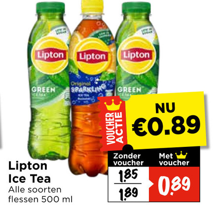 lipton ice tea 500 green original sparkling voucher soorten flessen ml folder aanbieding bij Vomar Lipton ice tea folder aanbieding bij Vomar - details