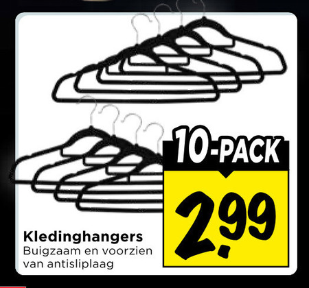 kleerhangers pack kledinghangers buigzaam antisliplaag folder aanbieding bij Vomar