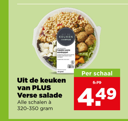 maaltijdsalade keuken falafel zoete aardappel verse salade schalen schaal folder aanbieding bij Plus