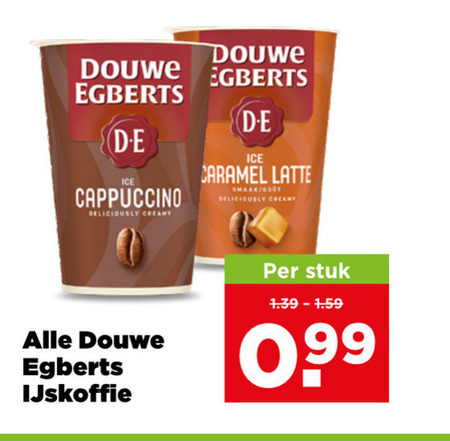 douwe egberts ijskoffie ice cappuccino creamy caramel latte goot stuk 99 folder aanbieding bij Plus Douwe Egberts ijskoffie folder aanbieding bij Plus - details