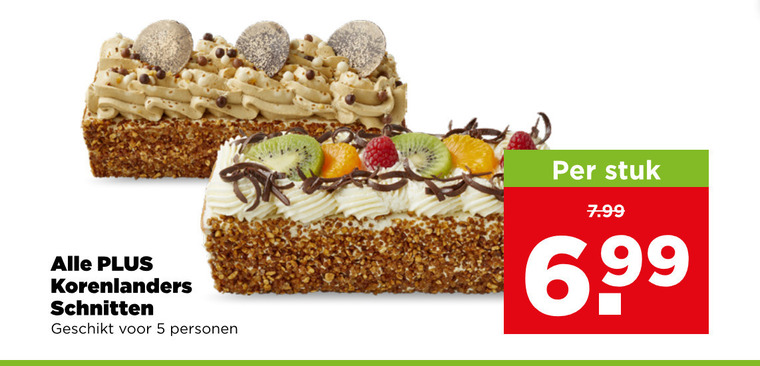 mokkaschnitt slagroomschnitte 5 korenlanders schnitten personen stuk 6 99 folder aanbieding bij Plus