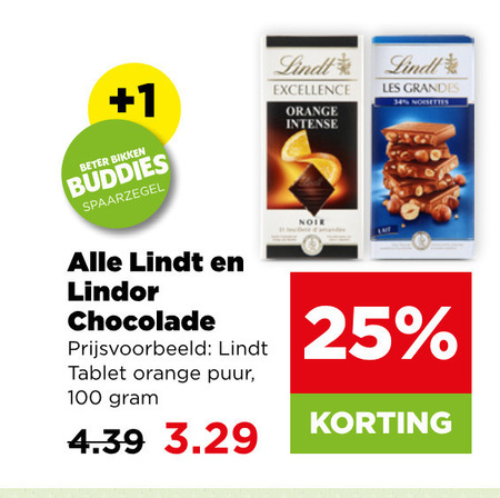 lindt chocolade 25 34 100 1 beter buddies excellence orange intense les grandes noisettes lindor tablet puur noir folder aanbieding bij Plus Lindt chocolade folder aanbieding bij Plus - details