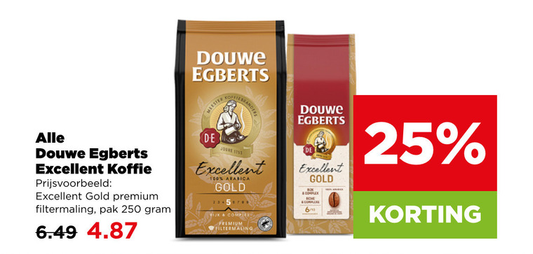 douwe egberts koffie 25 100 250 excellent gold premium filtermaling pak meester joure arabica rijk complex riche 6 13 folder aanbieding bij Plus Douwe Egberts koffie folder aanbieding bij Plus - details