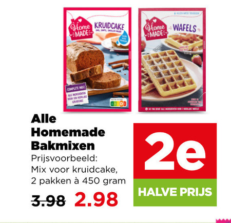 homemade bakmix cakemix 2 450 home kruidcake wafels bakmixen mix pakken 2e halve folder aanbieding bij Plus Homemade cakemix, bakmix folder aanbieding bij Plus - details