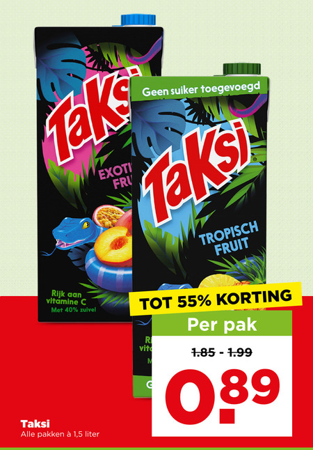 Taksi   fruitdrank folder aanbieding bij  Plus - details