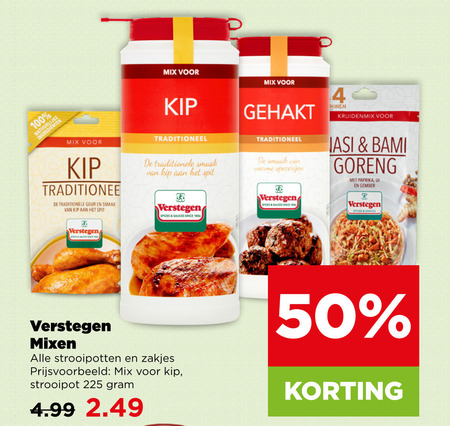 verstegen kruiden 4 50 100 225 1886 mix kip gehakt kruidenmix traditionele geur spit r traditioneel spices sauces since warme specerijen bami goreng paprika ui gember mixen strooipotje zakjes strooipot folder aanbieding bij Plus Verstegen kruiden folder aanbieding bij Plus - details