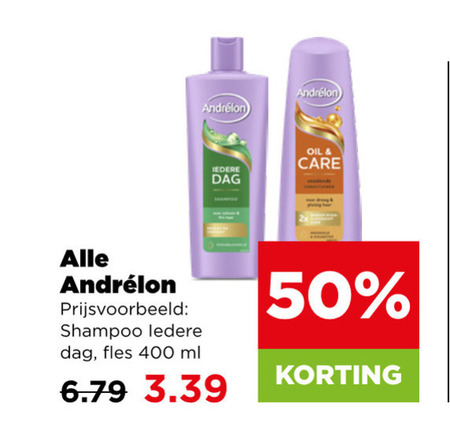 andrelon conditioner shampoo 50 400 dag oil care iedere fles ml folder aanbieding bij Plus Andrelon shampoo, conditioner folder aanbieding bij Plus - details