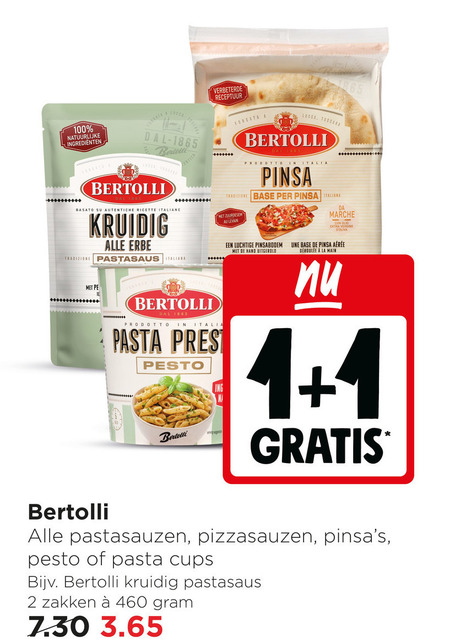 Bertolli   pastasaus, pesto folder aanbieding bij  Jumbo - details