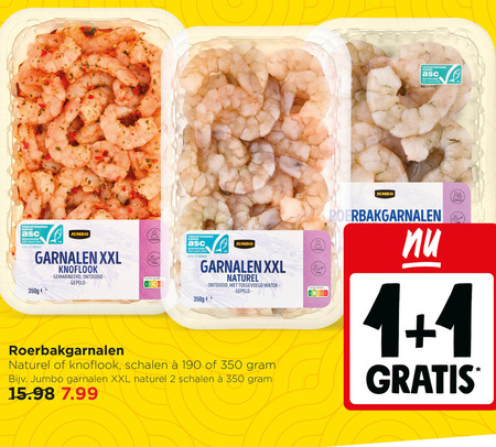 garnalen 1 2 350 jumbo kweek gecertificeerd asc-aqua.org xxl knoflook gemarineerd naturel ontdooid water schalen nutri score folder aanbieding bij Jumbo