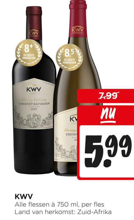 witte wijn rode 20 750 2021 established 8 hamersma 5 heritage collection cabernet sauvignon vintage chenin vin 99 flessen ml fles land zuid afrika folder aanbieding bij Jumbo
