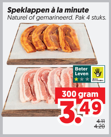 speklapjes 4 300 speklappen la naturel gemarineerd pak stuks beter leven folder aanbieding bij Dekamarkt