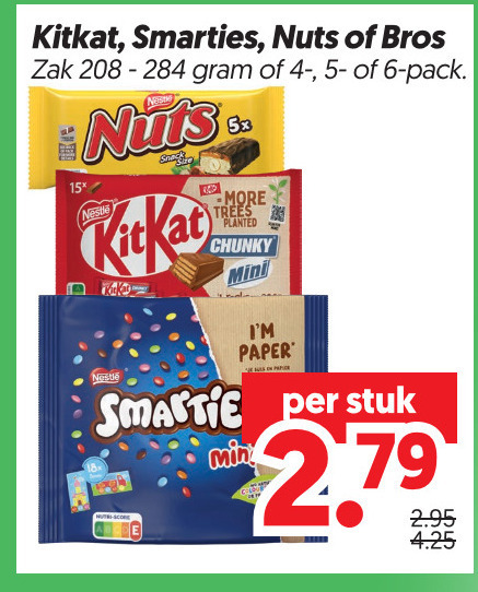 Smarties   chocoladereep, mini chocoladerepen folder aanbieding bij  Dekamarkt - details