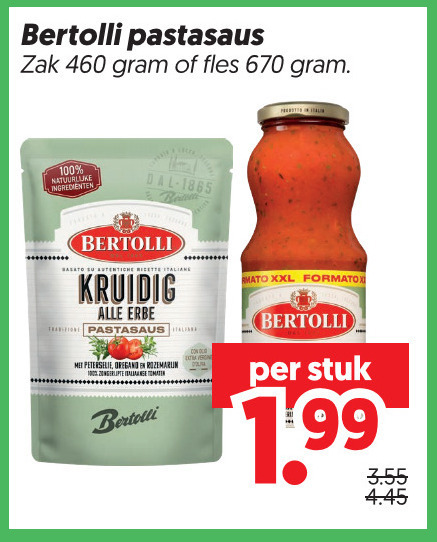Bertolli   pastasaus folder aanbieding bij  Dekamarkt - details