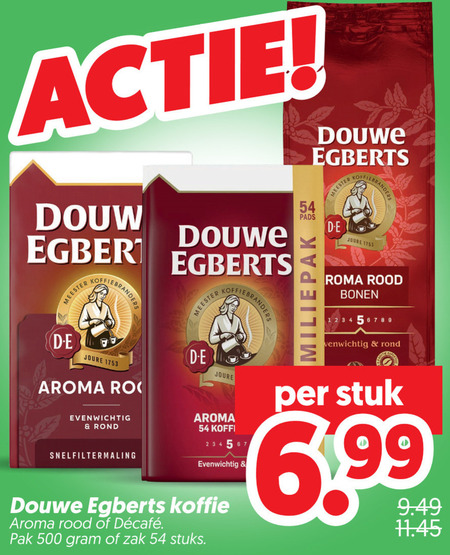 douwe egberts koffiebonen koffie koffiepads 500 douw meester branders joure aroma evenwichtig rond snelfiltermaling rood pak zak stuks pads koffiebranders roma bonen stuk folder aanbieding bij Dekamarkt Douwe Egberts koffie, koffiebonen folder aanbieding bij Dekamarkt - details