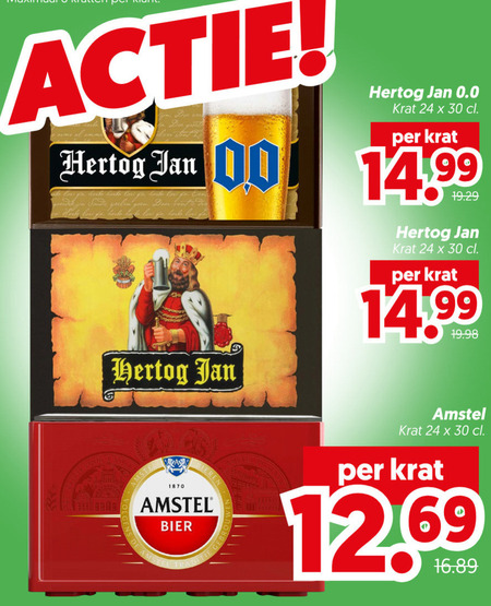 Amstel   krat bier, alcoholvrij bier folder aanbieding bij  Dekamarkt - details