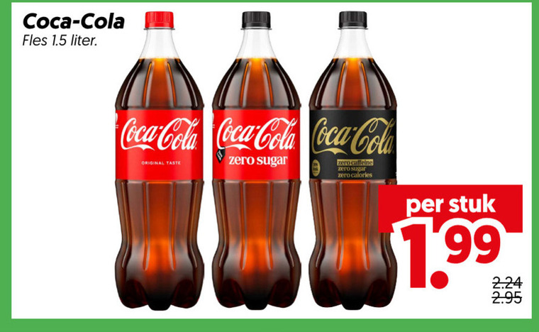 coca-cola cola coca fles liter original taste zero sugar caffeine calories stuk folder aanbieding bij Dekamarkt Coca-Cola cola folder aanbieding bij Dekamarkt - details